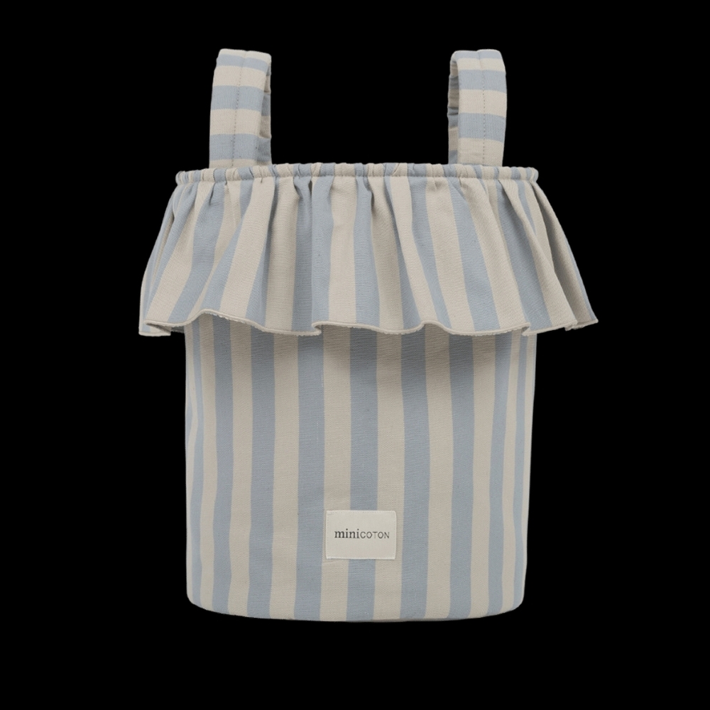 Minicoton Basket Rayas - Blue + Sand